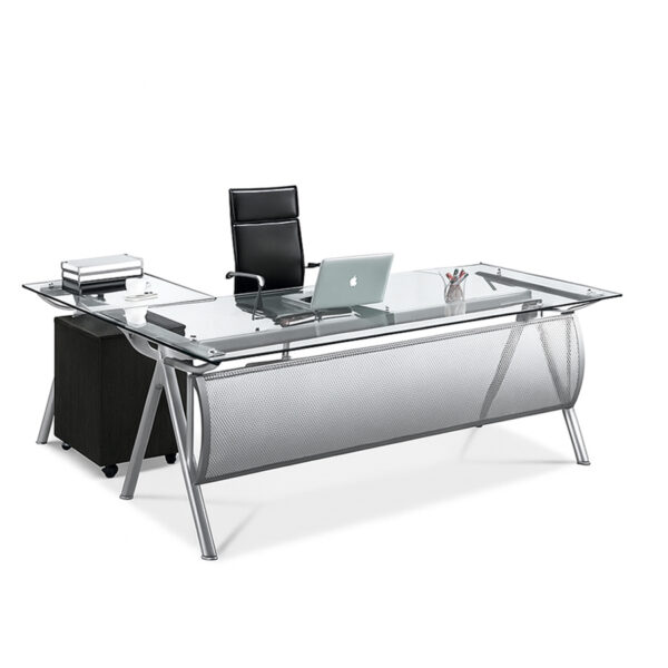 Modern Glass-Top Executive Desk #15