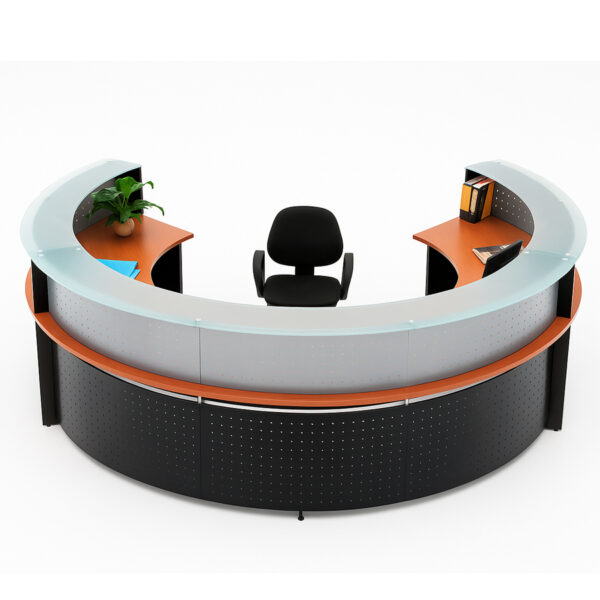 Curved Glass-Top Reception Desk #11