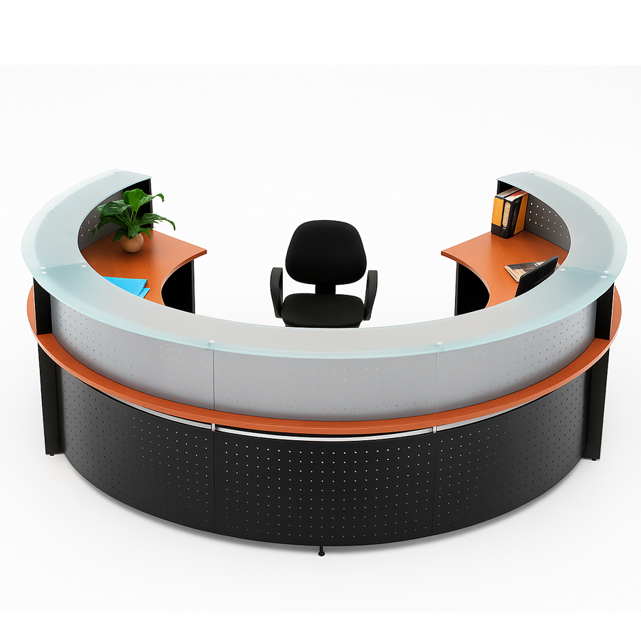 Curved Glass-Top Reception Desk #11