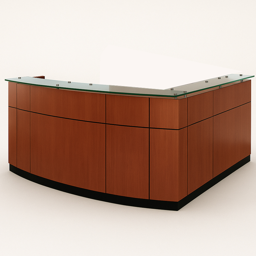 L-Shaped Wooden Reception Counter #3