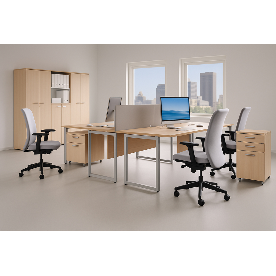 4-Person Cluster Workstation with Partition Panels #27