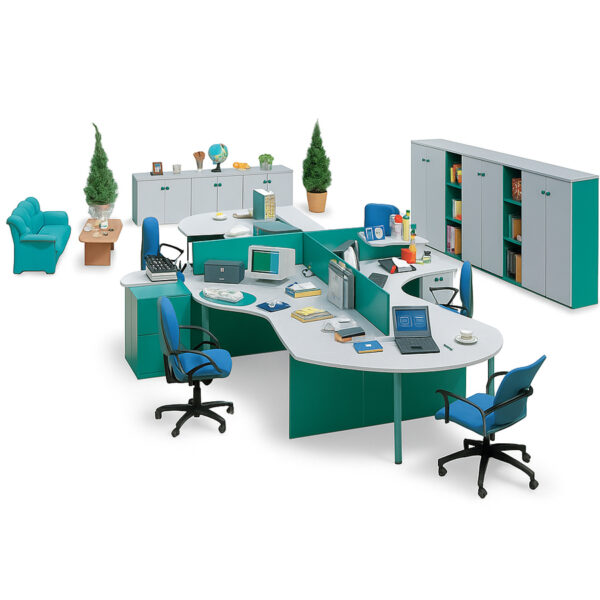 Modern 4-Seater Wave Workstation #51