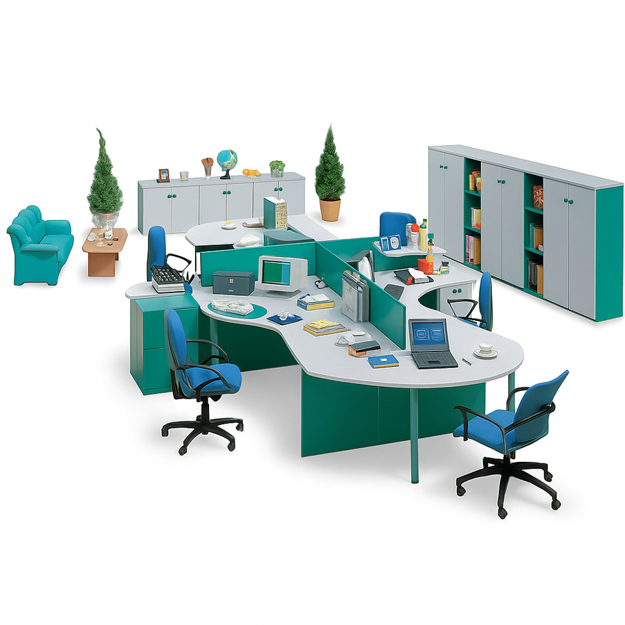 Modern 4-Seater Wave Workstation #51