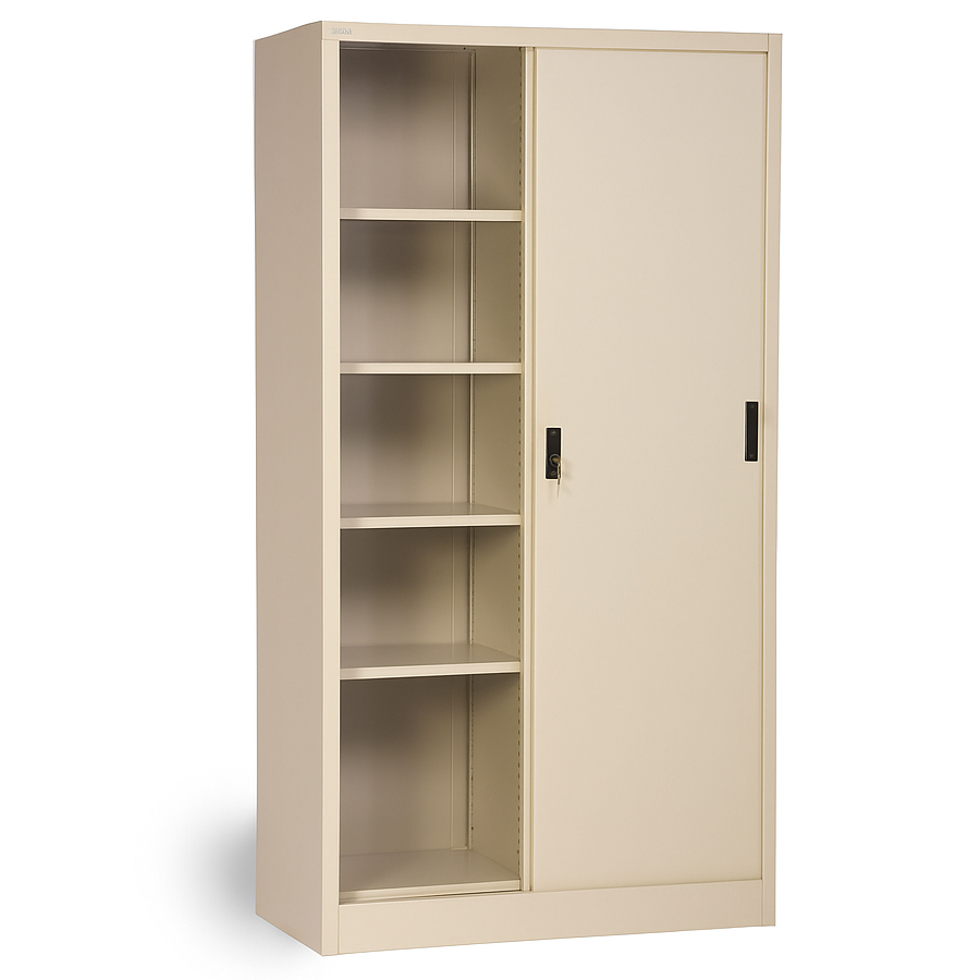 Tall Metal Cabinet with Sliding Doors #3