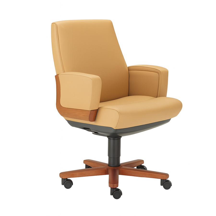 Executive Beige Leather Office Chair #81
